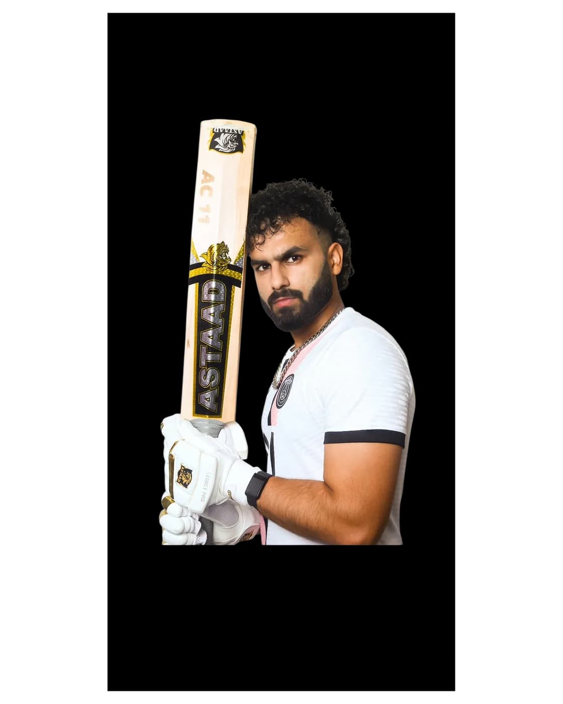 A player holding an Astaad bat upright