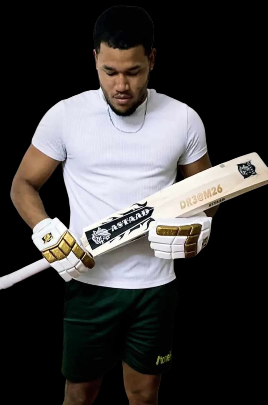 A player holding an Astaad bat across the body